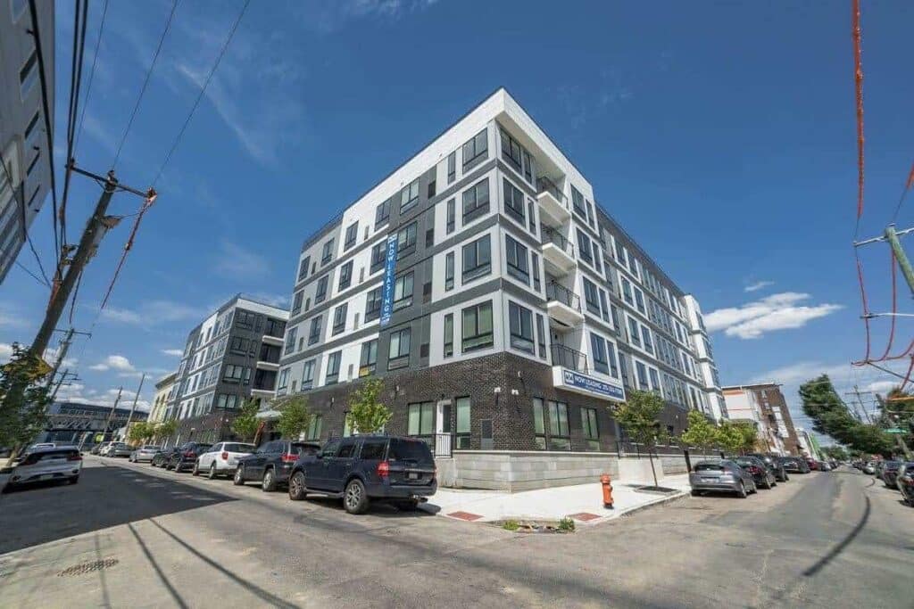 Exterior view of The Mill at York Station apartment building in downtown York PA