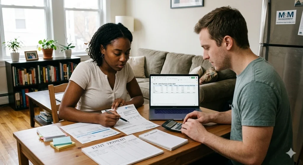 roommates splitting rent and utility expenses