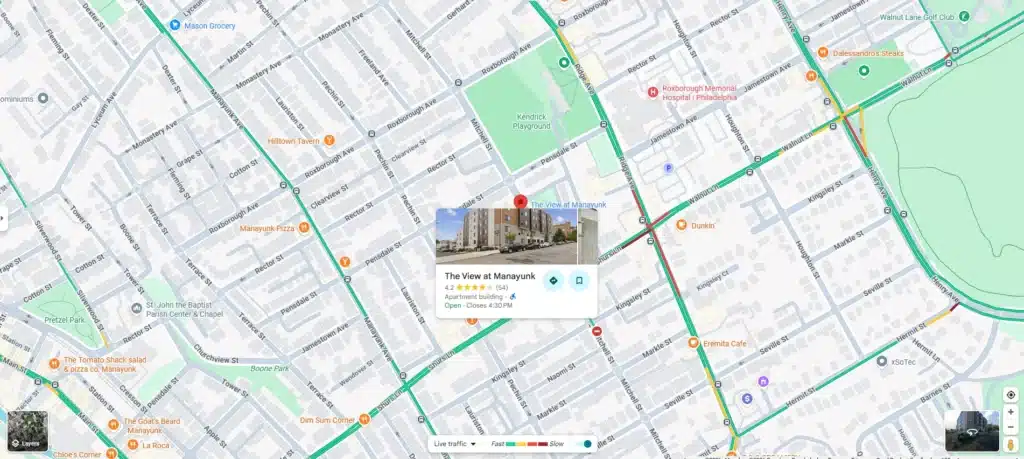 walkability map of Manayunk amenities